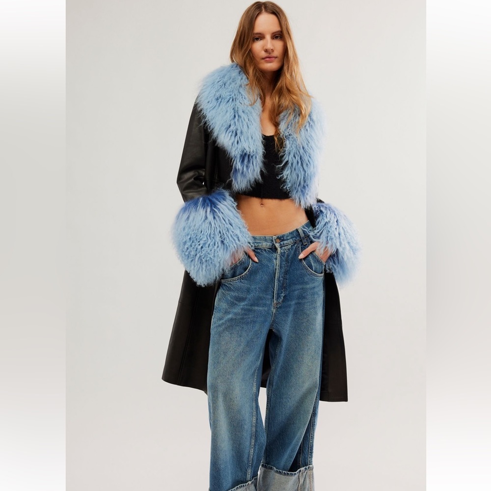 Free People Tokyo Icon Penny Lane Coat black and blue! SZ S New!